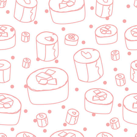 Vector illustration sushi roll seamless patternのイラスト素材