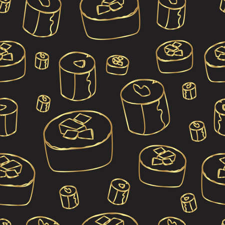 Vector illustration sushi roll seamless patternのイラスト素材