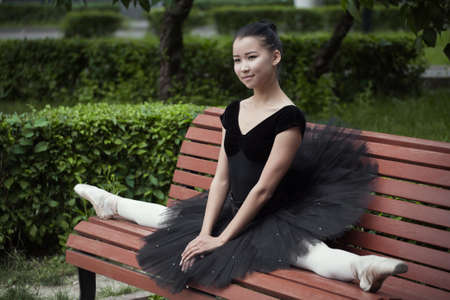 beautiful Ballet dancer ballerina outdoorsの写真素材