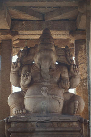 statue of Ganesha in Hampi, Indiaの写真素材