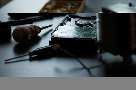 Hard drive disc repair with toolsの写真素材