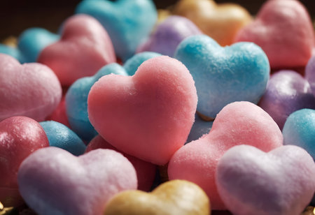 Heart shaped Valentine's Day candy in assorted colorsの素材