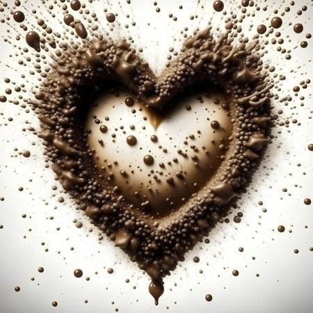 heart shaped coffee splash on white backgroundの素材