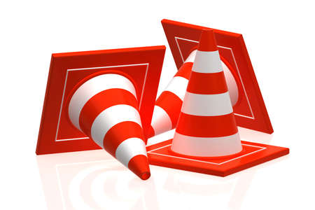 traffic cone isolated on white - 3d renderingの写真素材