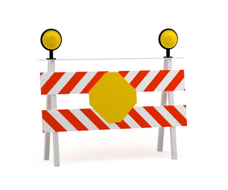 under construction stop sign  3d rendering - isolated on white backgroundの写真素材