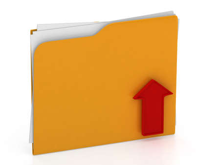 Folder with red arrow - upgrade concept - isolated on white background 3d renderingの写真素材