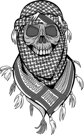 t-shirt design with arabic skull in shamaghのイラスト素材