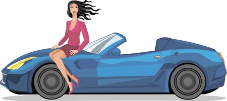 the girl in the carのイラスト素材