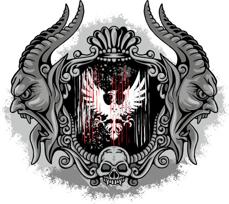 eagle, Gothic coat of arms with skull, grunge.vintage design t-shirtsのイラスト素材