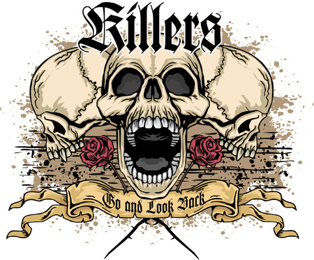 grunge skull coat of armsのイラスト素材