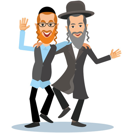 two orthodox jew, hassid, rabbi, with Payot and Kippahのイラスト素材