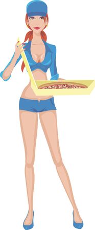 pizza delivery girlのイラスト素材