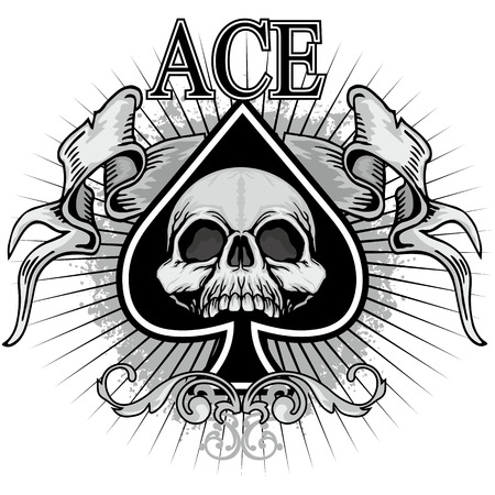 ace of spades with skullのイラスト素材