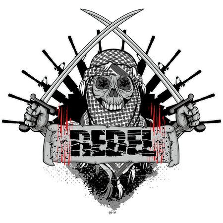 arabic grunge skull coat of armsのイラスト素材