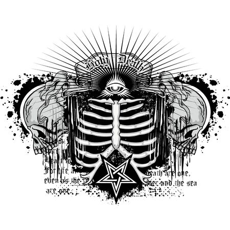 grunge skull coat of armsのイラスト素材
