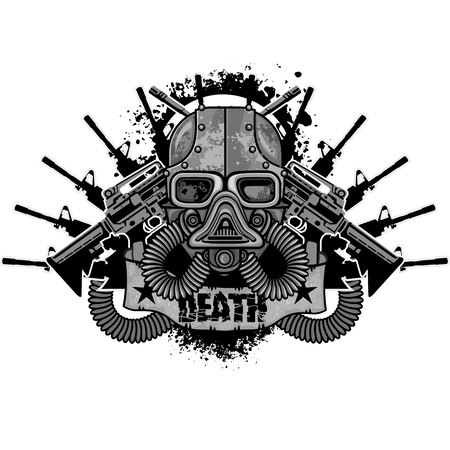 grunge skull coat of armsのイラスト素材