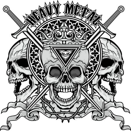 grunge skull coat of armsのイラスト素材