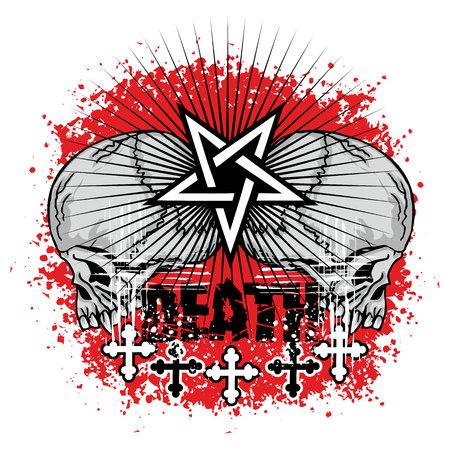 grunge skull coat of armsのイラスト素材