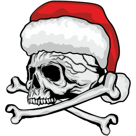 Christmas skull-grunge.vintage design t-shirtsのイラスト素材