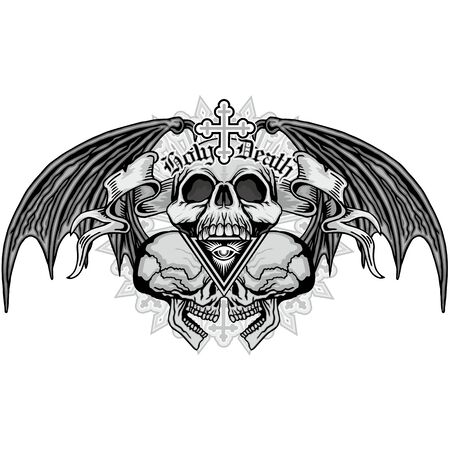 grunge skull coat of armsのイラスト素材
