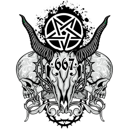 grunge skull coat of armsのイラスト素材