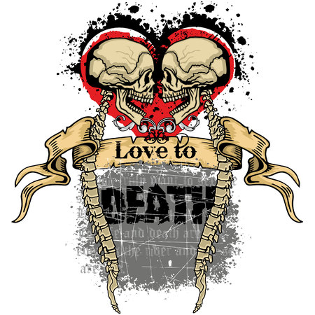 grunge skull coat of armsのイラスト素材