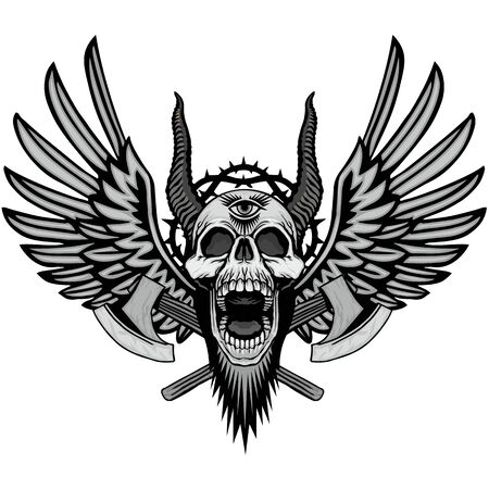 grunge skull coat of armsのイラスト素材