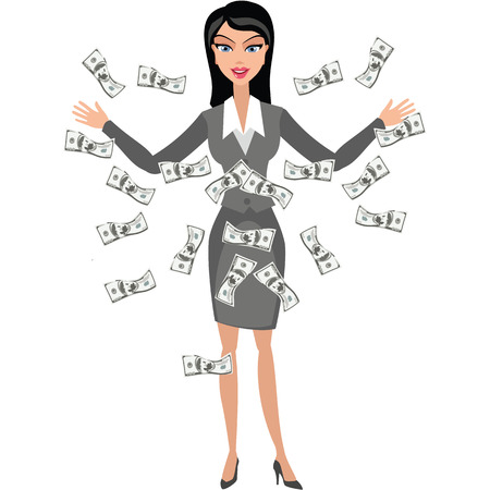 business woman, girl with moneyのイラスト素材