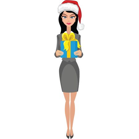 Business woman, girl with a gift.のイラスト素材