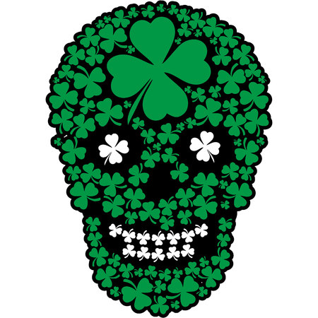 Irish coat of arms with skull and clover, grunge vintage design t shirtsのイラスト素材