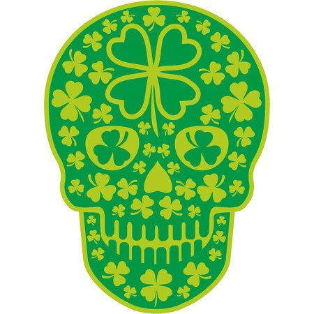Irish coat of arms with skull and clover, grunge vintage design t shirtsのイラスト素材