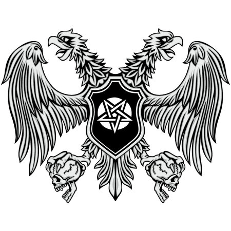 grunge eagle with skull coat of armsのイラスト素材