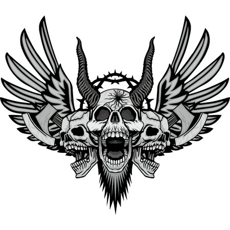 grunge skull coat of armsのイラスト素材