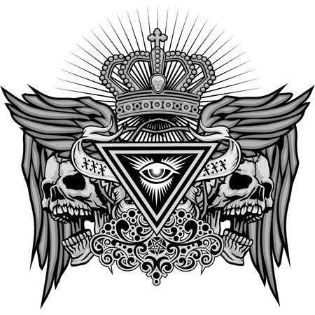 grunge skull coat of armsのイラスト素材