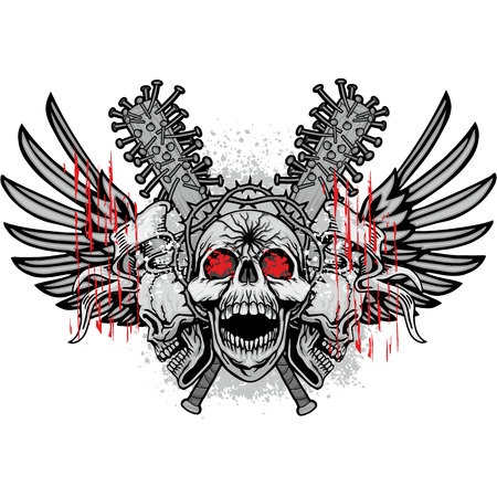 grunge skull coat of armsのイラスト素材