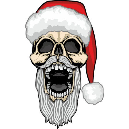 Christmas skull-grunge.vintage design t-shirts.のイラスト素材