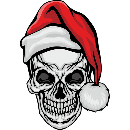 Christmas skull-grunge.vintage design t-shirts.のイラスト素材
