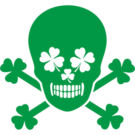 Irish coat of arms with skull and clover, grunge vintage design t-shirts.のイラスト素材