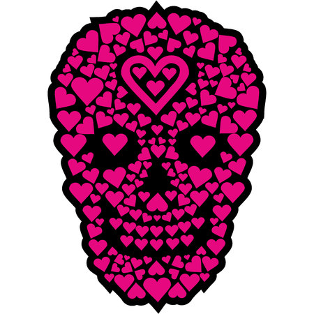 Valentine skull with heart, grunge vintage design for t-shirts.のイラスト素材