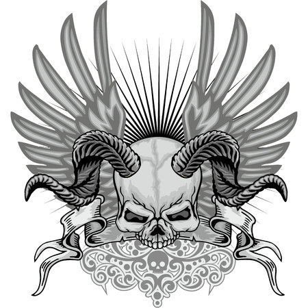 Gothic coat of arms with skull, grunge vintage design t shirtsのイラスト素材