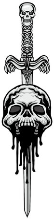 Gothic sign with skull, grunge vintage design t shirtsのイラスト素材
