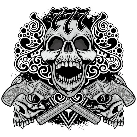 Gothic coat of arms with skull, grunge vintage design t shirtsのイラスト素材