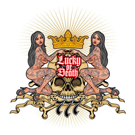 Gothic sign with skull, grunge vintage design t shirtsのイラスト素材