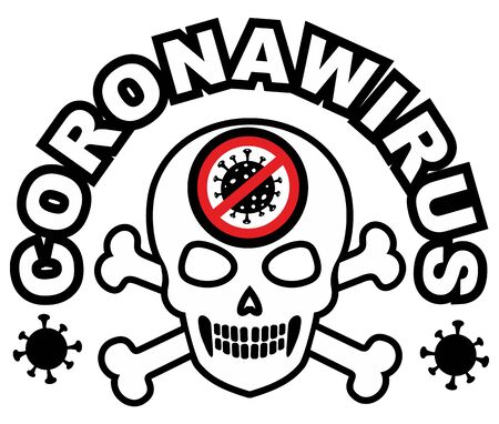 coronavirus sign with skull, t-shirt designのイラスト素材