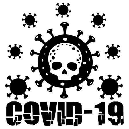 coronavirus sign with skull, t-shirt design ?? ?? ??のイラスト素材