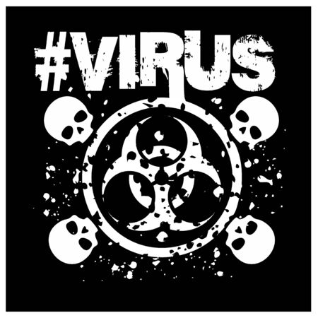 biohazard, sign with skull, grunge vintage design t shirtsのイラスト素材