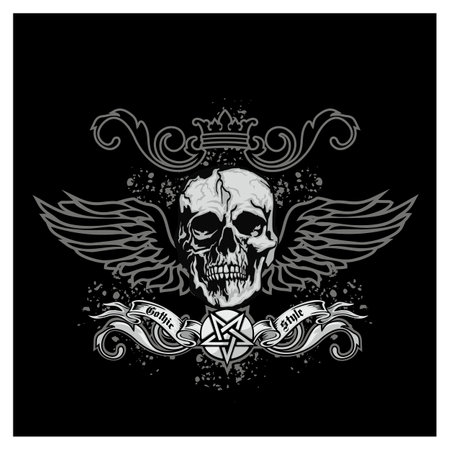 Gothic sign with skull, grunge vintage design t shirtsのイラスト素材