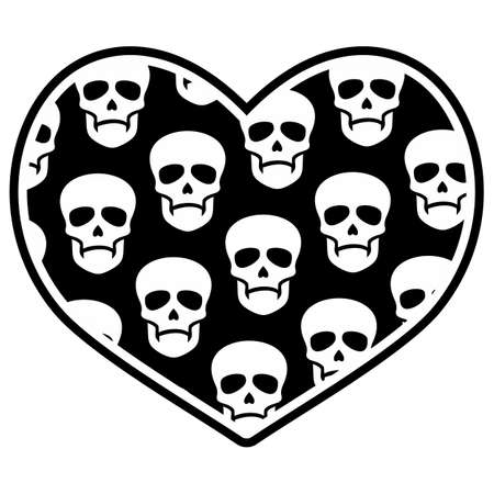 valentine skull with heart grunge vintage design t shirtsのイラスト素材