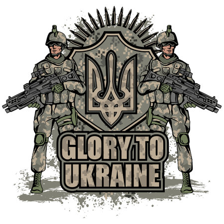 Sign of the Ukrainian army, grunge vintage design t shirtsのイラスト素材