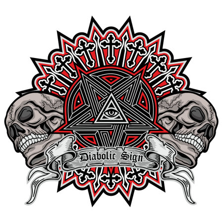 Gothic sign with skull, grunge vintage design t shirtsのイラスト素材